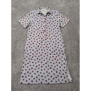Vintage Margaret Smith‎ Shirt Dress Womens Small Striped Blue Casual Ladybugs